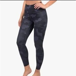 Yogalicious Lux Black & Camo Grey Hi-Rise Leggings- medium
